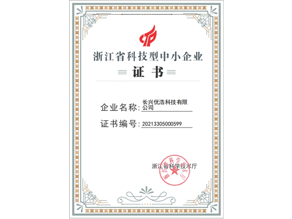 浙江省中小科学技術企業証明書